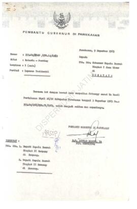 Surat dari pembantu Gubernur di Pamekasan kepada Gubernur KDH TK I Jatim tgl 9 November 1983 tent...