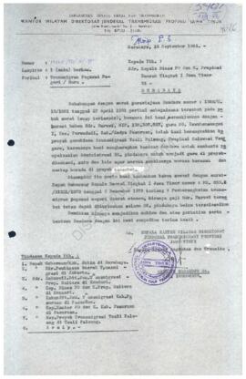 Surat dari Depnaker dan Transmigrasi Kanwil  Direktur Jenderal Transmigrasi Propinsi Jawa Timur k...
