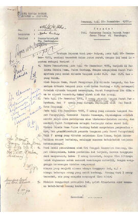Surat Bupati KDH TK II Sampang kepada Gubernur KDH TK I Jatim tagl 28 januari 1972 tentang Demons...