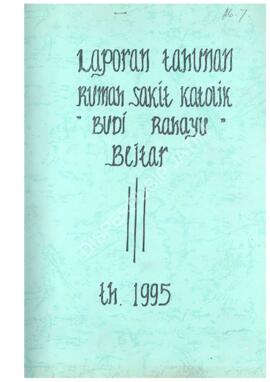 Laporan Tahunan Rumah Sakit Katolik “ Budi Rahayu “ Blitar tahun 1995, 21 Mei 1996