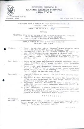 Surat Keputusan Ka.Kanwil Dep.Kes Prop Jatim Nomor : HK.00.06.6.2.874 tentang pemberian ijin teta...