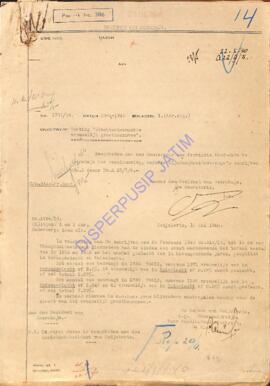 Surat bupati Modjokerto Kepada Residen Surabaya nomor 1731/19 Tgl. 22 Mei 1940 Tentang werking &q...