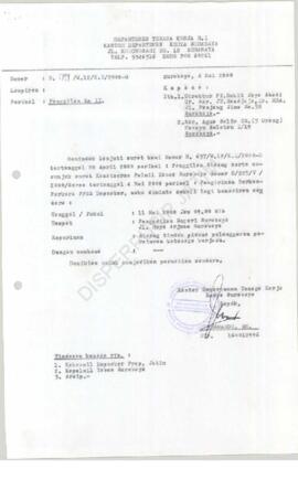 Kepala Kantor Departemen Tenaga Kerja Kotamadya Surabaya kepada Direktur PT. Bukit Jaya Abadi ata...