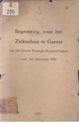 Begrooting voor het pasar bedrijf van het gewest preanger regentschappen voor het dienstjaar 1924...