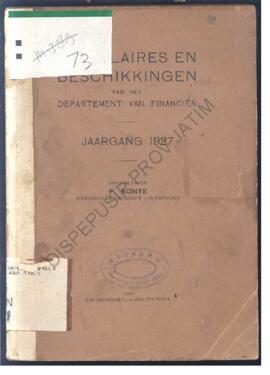 Circuiaires en Beschikkingen van het Dept. van Financien Jaargang 1927 Verzameld door F. Bonte Ar...
