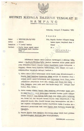 Berkas dari Bupati KDH TK II Sampang kepada Kepala kantor wilayah Departemen Agama Propinsi Jatim...