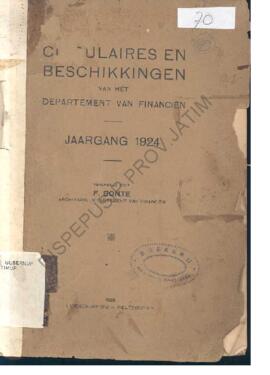 Circuiaires en Beschikkingen van het Dept. van Financien jaargang 1924 Verzameld door F. Bonte ar...