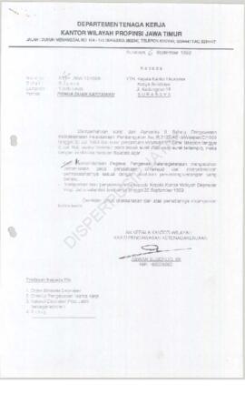 Kepala Kantor Departemen Tenaga Kerja Kotamadya Surabaya : Surat kepada Kepala Kantor Wilayah Dep...