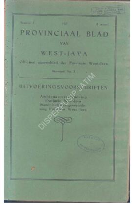 Provincial Blad van West-Java Officieel nieuwsblad der provincie West-Java Bijvoegsel  No. 3 Uitv...