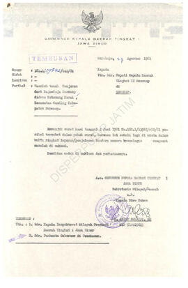 Surat gubernur KDH TK I Jatim kepada bupati sumenep tgl 27 agustus 1981 tentang masalah tanah gan...