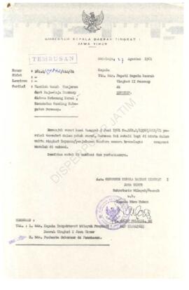 Surat gubernur KDH TK I Jatim kepada bupati sumenep tgl 27 agustus 1981 tentang masalah tanah gan...