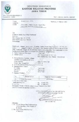 Surat kepada Pimpinan Putri Ayu Dusun Muncar Baru RT 02/VIII Desa Tembok Rejo Kecamatan Muncar di...