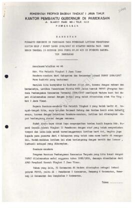 Sambutan pembantu Gubernur di Pamekasan pada latihan Pemantapan sistim UDKP / PBPKT tahun 1986 / ...