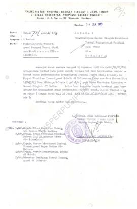 Surat dari Dinas Kesehatan Propinsi Dati I Jawa Timur kepada Kepala Kantor Wilayah Direktorat Jen...